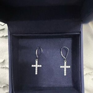 Elegant Silver Cross Earrings